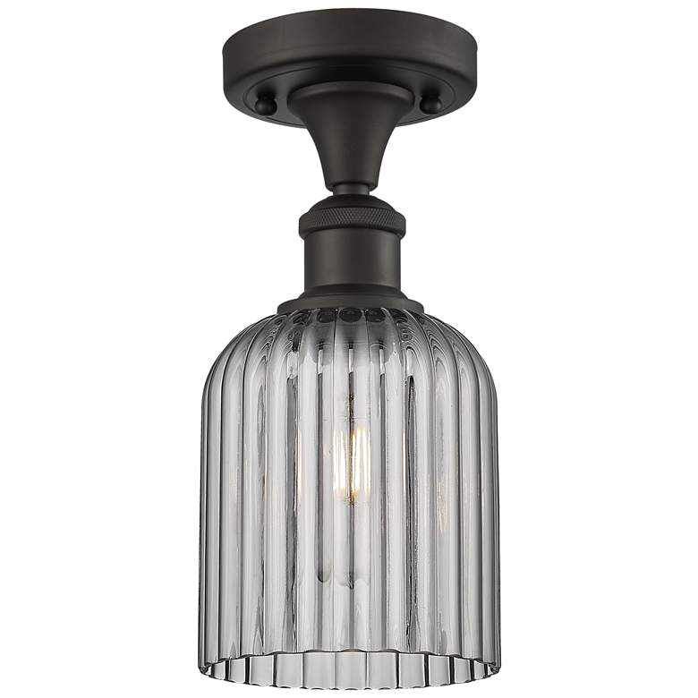 Image 1 Ballston Bridal Veil 5" Semi-Flush Mount Oil Rubbed Bronze Smoke Shade
