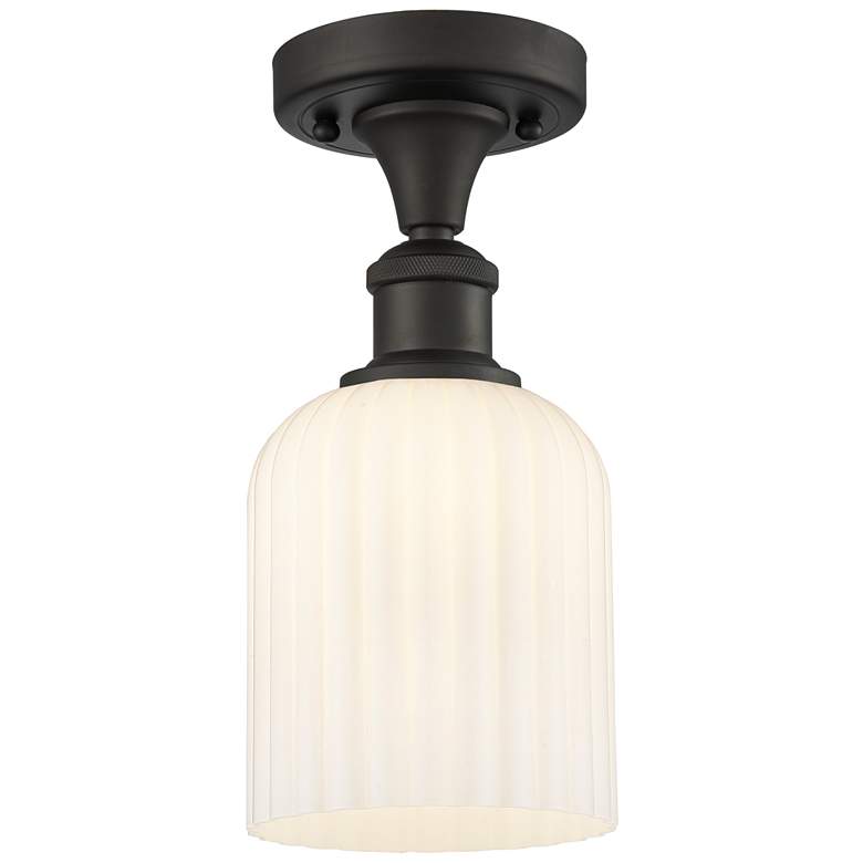 Image 1 Ballston Bridal Veil 5" Semi-Flush Mount Oil Rubbed Bronze White Shade