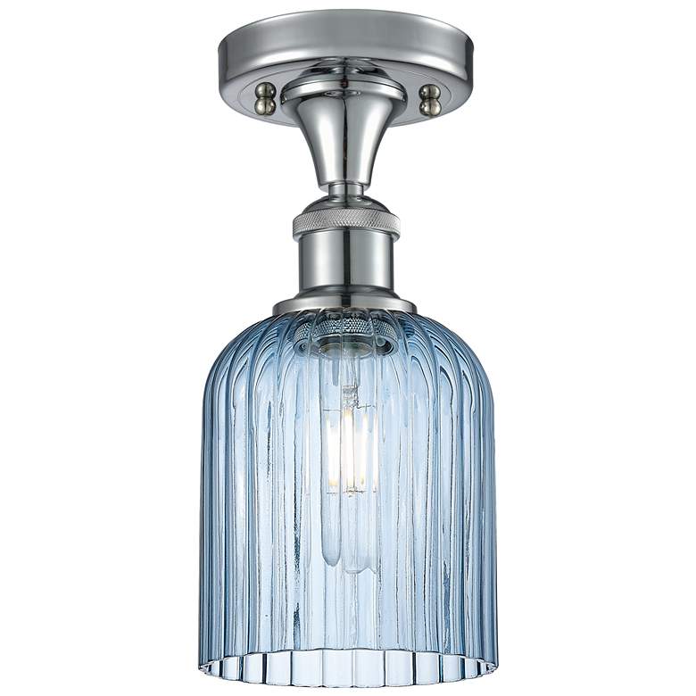 Image 1 Ballston Bridal Veil 5" Semi-Flush Mount Polished Chrome Blue Shade