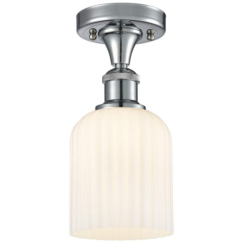 Image 1 Ballston Bridal Veil 5" Semi-Flush Mount Polished Chrome Gloss White Shade