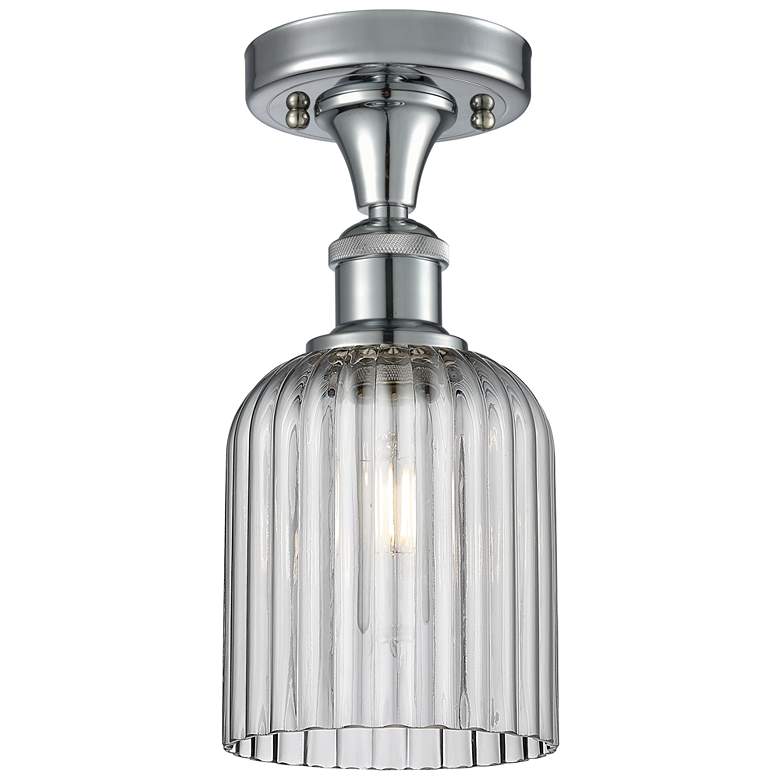 Image 1 Ballston Bridal Veil 5" Semi-Flush Mount Polished Chrome Light Smoke Shade
