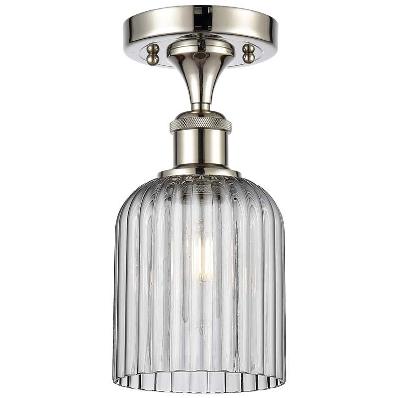 Image 1 Ballston Bridal Veil 5" Semi-Flush Mount Polished Nickel Light Smoke Shade