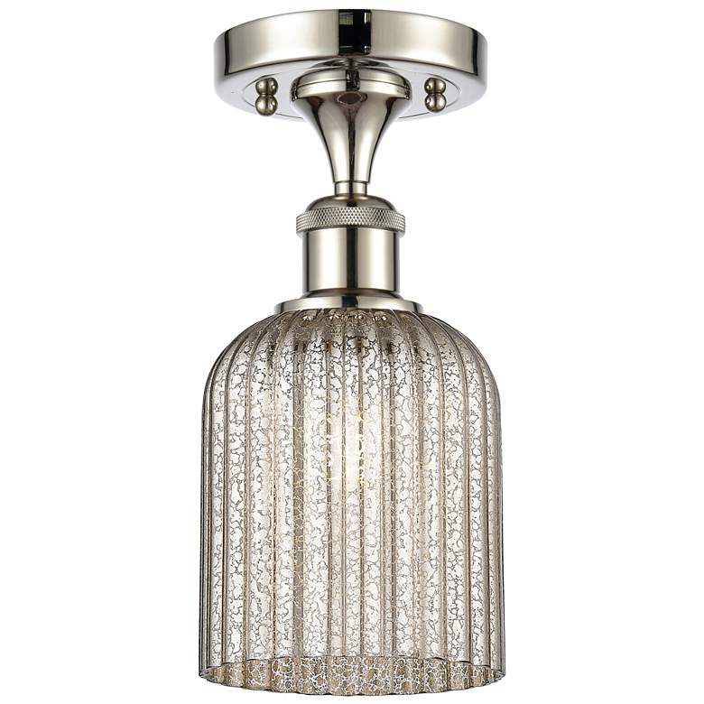 Image 1 Ballston Bridal Veil 5" Semi-Flush Mount Polished Nickel Mercury Shade