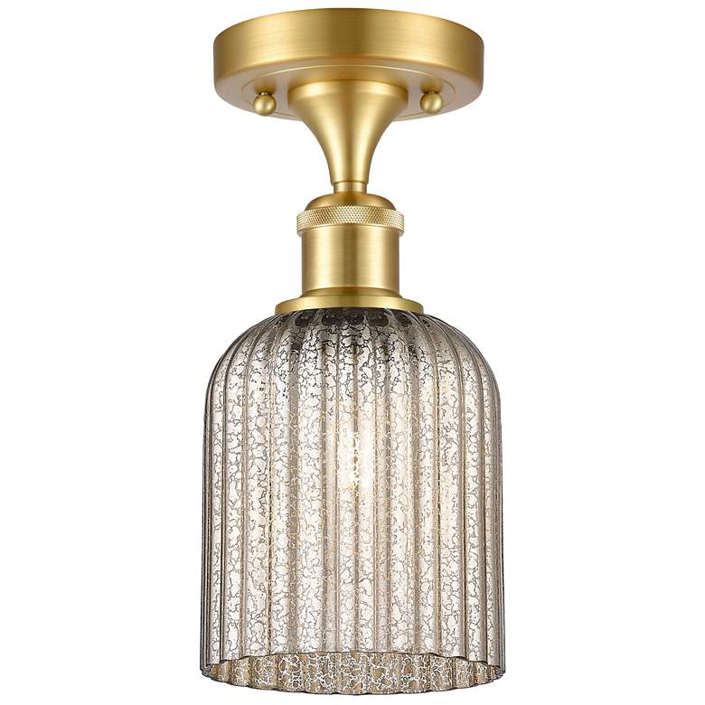 Image 1 Ballston Bridal Veil 5" Semi-Flush Mount Satin Gold Mercury Shade
