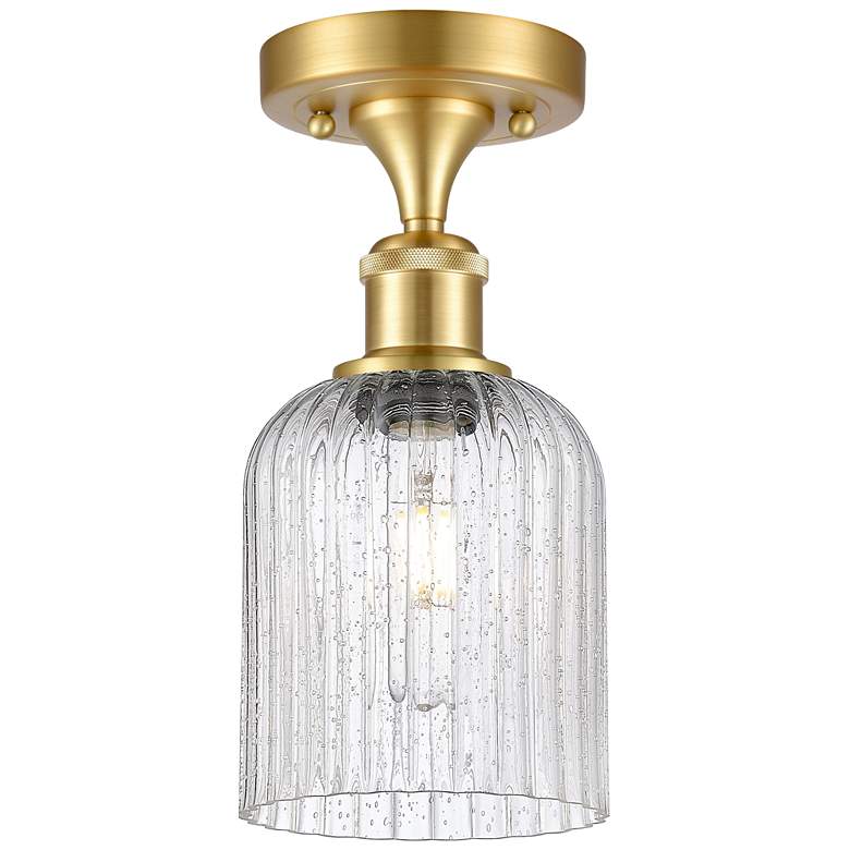 Image 1 Ballston Bridal Veil 5" Semi-Flush Mount Satin Gold Seedy Shade