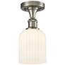 Ballston Bridal Veil 5" Semi-Flush Mount Satin Nickel Gloss White Shade