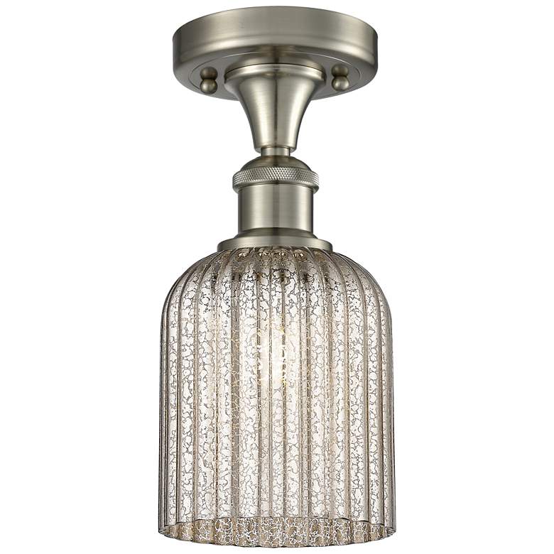 Image 1 Ballston Bridal Veil 5" Semi-Flush Mount Satin Nickel Mercury Shade
