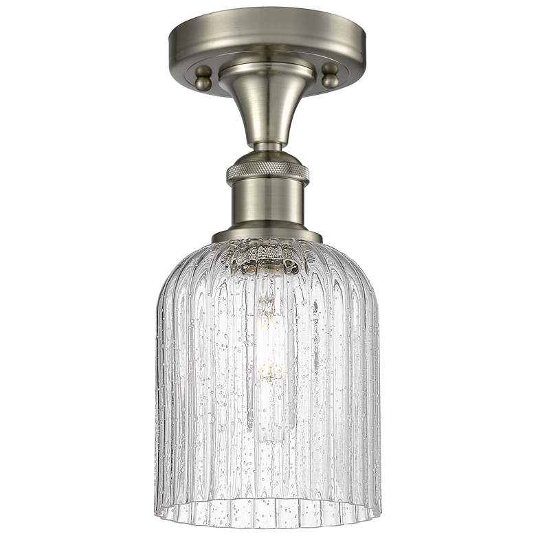 Image 1 Ballston Bridal Veil 5" Semi-Flush Mount Satin Nickel Seedy Shade