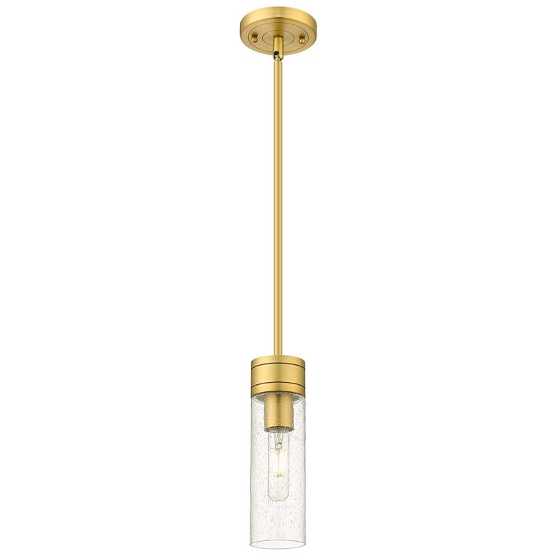 Image 1 Ballston Bridal Veil 5" Stem Hung Mini Pendant Antique Copper Gloss White