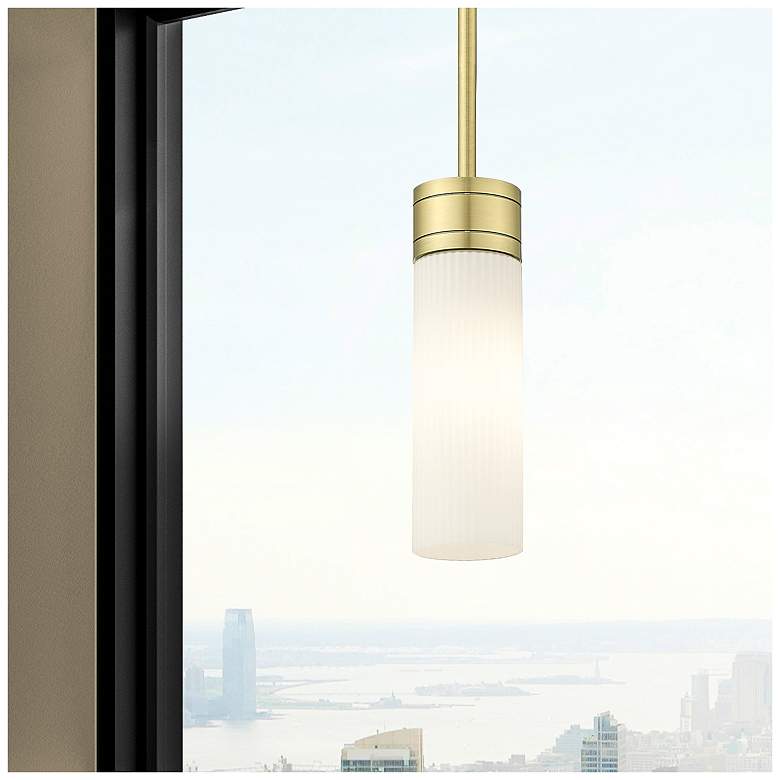 Image 2 Ballston Bridal Veil 5" Stem Hung Mini Pendant Black Antique Brass Mercury more views