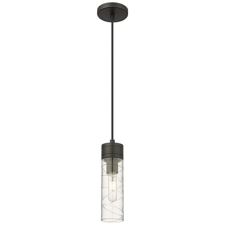 Image 1 Ballston Bridal Veil 5" Stem Hung Mini Pendant Black Antique Brass Seedy