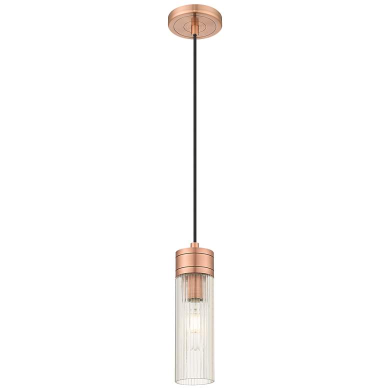 Image 1 Ballston Bridal Veil 5" Stem Hung Mini Pendant Brushed Brass Light Smoke