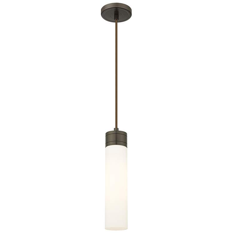 Image 1 Ballston Bridal Veil 5" Stem Hung Mini Pendant Matte Black Gloss White