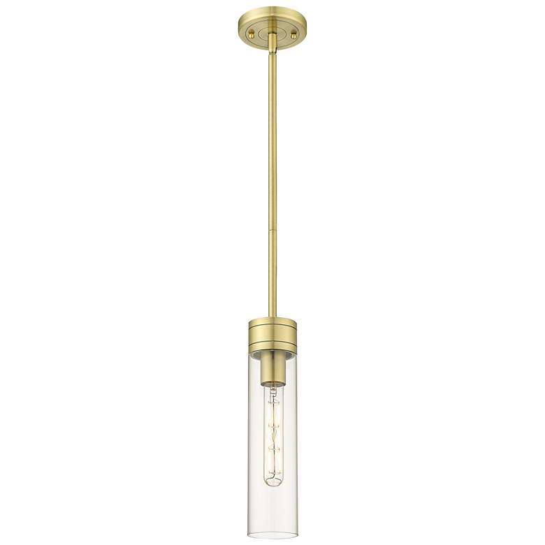 Image 1 Ballston Bridal Veil 5" Stem Hung Mini Pendant Matte Black Light Smoke