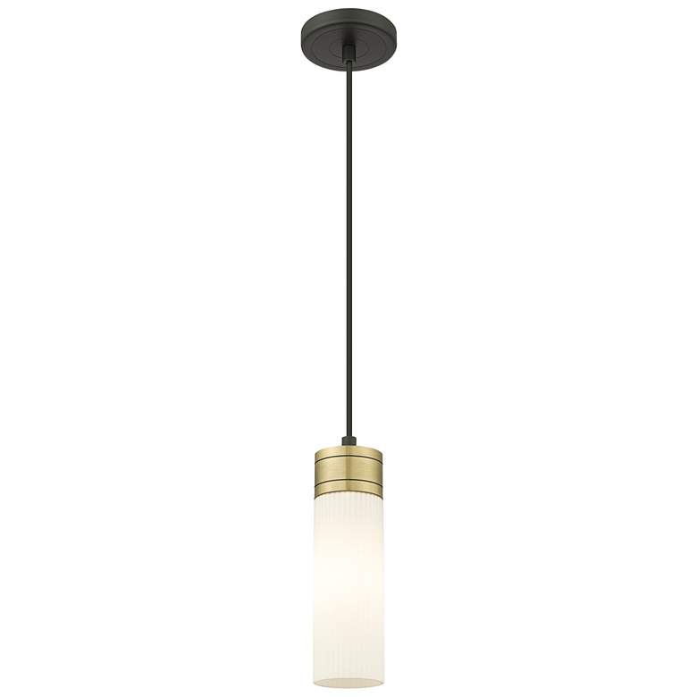 Image 1 Ballston Bridal Veil 5" Stem Hung Mini Pendant Matte Black Princess Blue