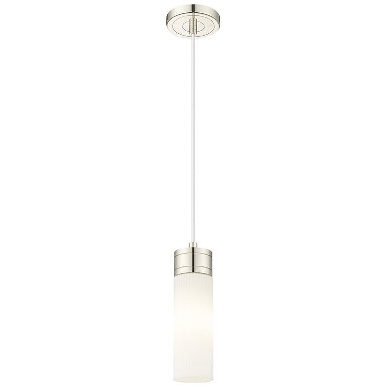 Image 1 Ballston Bridal Veil 5" Stem Hung Mini Pendant Polished Chrome Gloss White