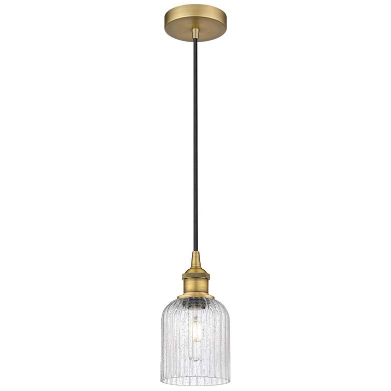 Image 1 Ballston Bridal Veil 5" Stem Hung Mini Pendant Satin Gold Gloss White