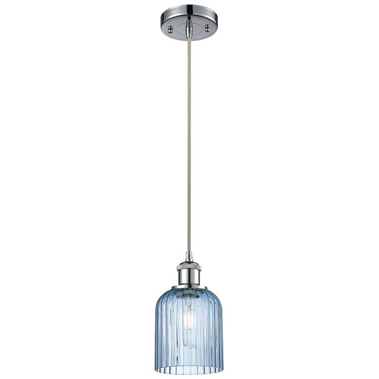 Image 1 Ballston Bridal Veil 5" Stem Hung Mini Pendant Satin Nickel Light Smoke