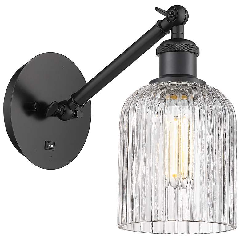 Image 1 Ballston Bridal Veil 9"H Black Vertically Adjustable Sconce w/ Clear S