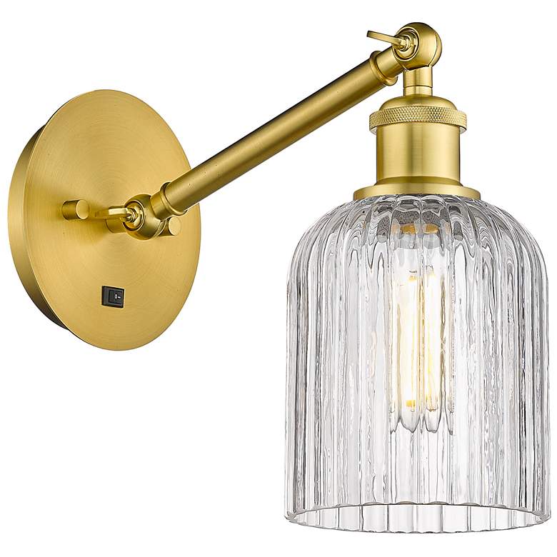 Image 1 Ballston Bridal Veil 9"H Gold Vertically Adjustable Sconce w/ Clear Sh