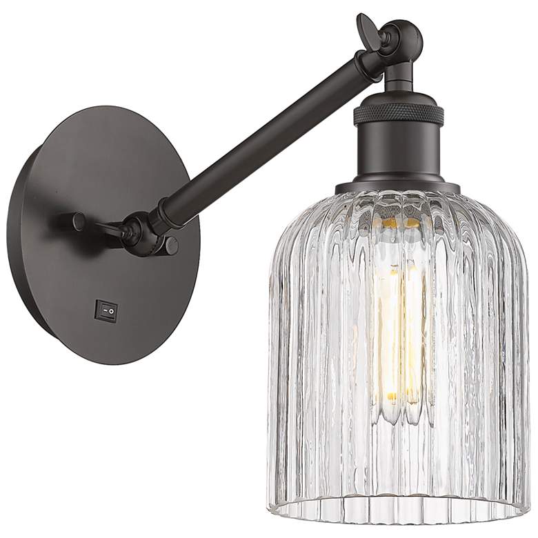 Image 1 Ballston Bridal Veil 9"H Oiled Bronze Adjustable Sconce w/ Clear Shade
