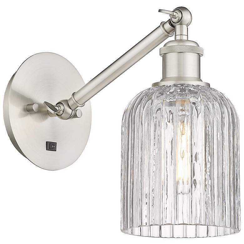 Image 1 Ballston Bridal Veil 9"H Satin Nickel Adjustable Sconce w/ Clear Shade