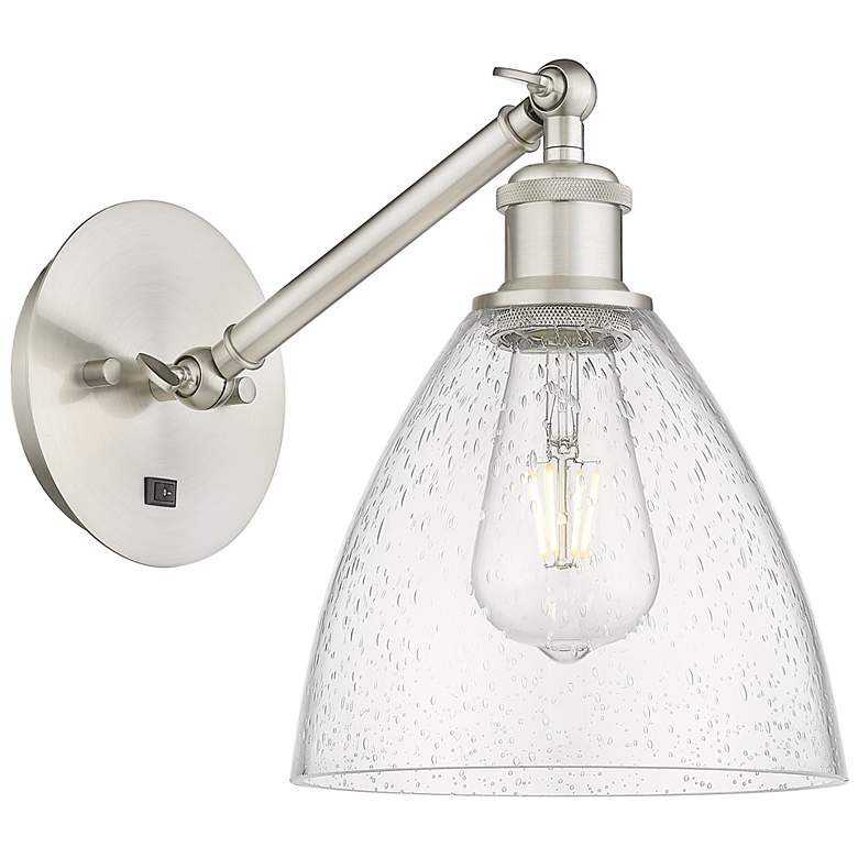 Image 1 Ballston Bristol 8" Satin Nickel Seeded Glass Adjustable Wall Light