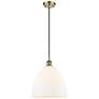 Ballston Bristol Glass 12" LED Mini Pendant - Antique Brass - Matte Wh