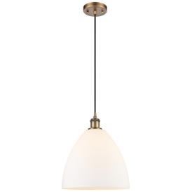 Ballston Bristol Glass 12" LED Mini Pendant - Brushed Brass - Matte Wh Ballston Bristol Glass 12" LED Mini Pendant - Brushed Brass - Matte Wh