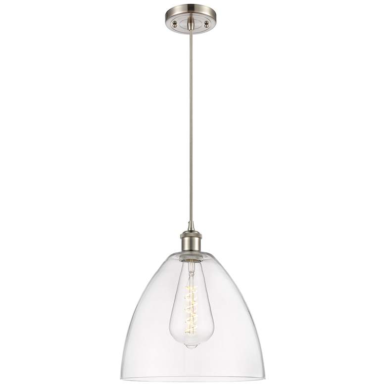Image 1 Ballston Bristol Glass 12" LED Mini Pendant - Brushed Satin Nickel - C