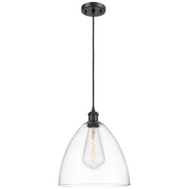 Ballston Bristol Glass 12" LED Mini Pendant - Matte Black - Clear Shad Ballston Bristol Glass 12" LED Mini Pendant - Matte Black - Clear Shad