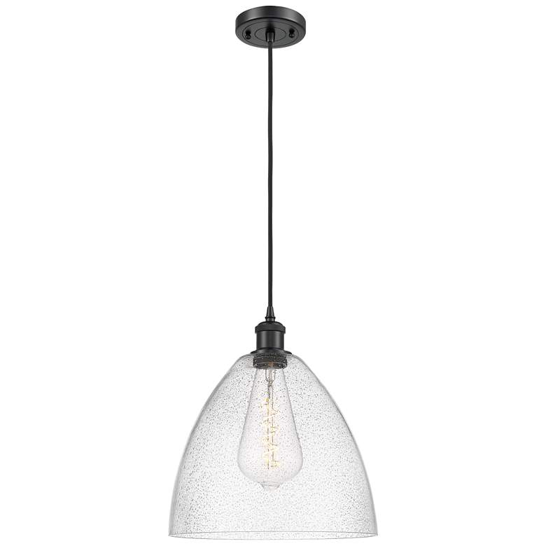 Image 1 Ballston Bristol Glass 12" LED Mini Pendant - Matte Black - Seedy Shad