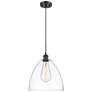 Ballston Bristol Glass 12" LED Mini Pendant - Oil Rubbed Bronze - Clea