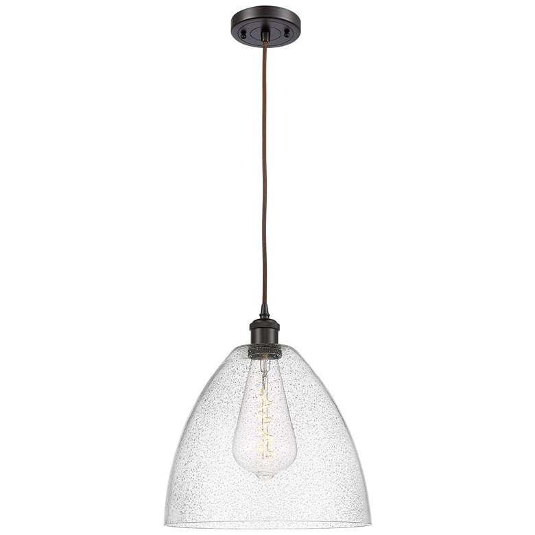 Image 1 Ballston Bristol Glass 12" LED Mini Pendant - Oil Rubbed Bronze - Seed