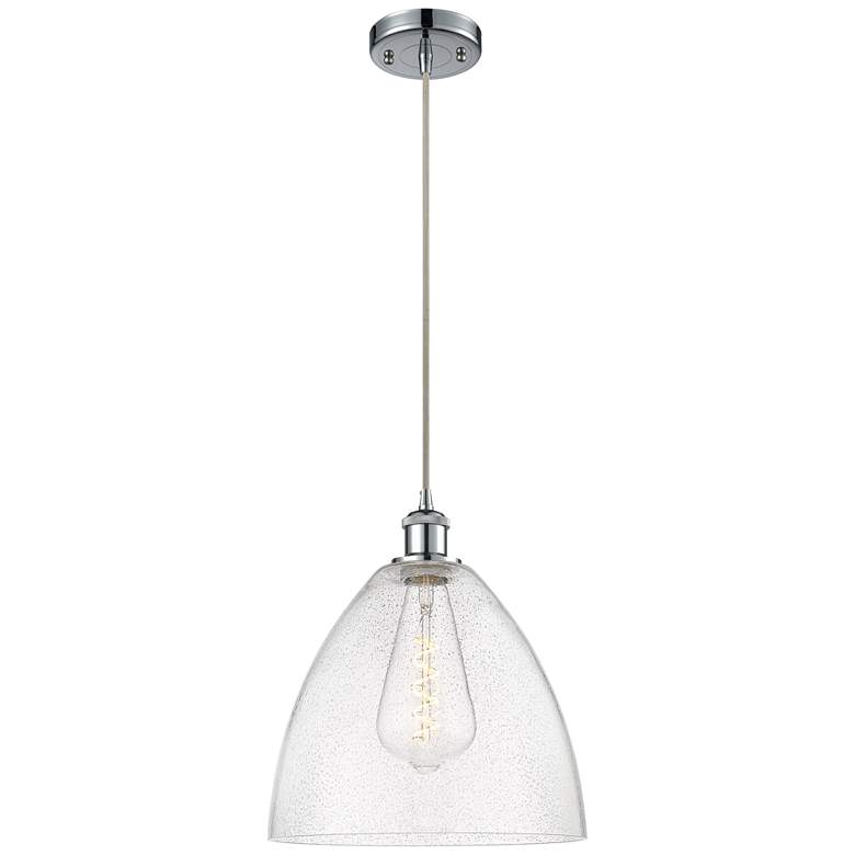 Image 1 Ballston Bristol Glass 12" LED Mini Pendant - Polished Chrome - Seedy