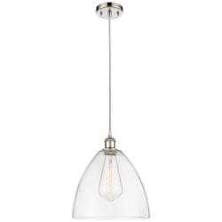Ballston Bristol Glass 12" LED Mini Pendant - Polished Nickel - Clear