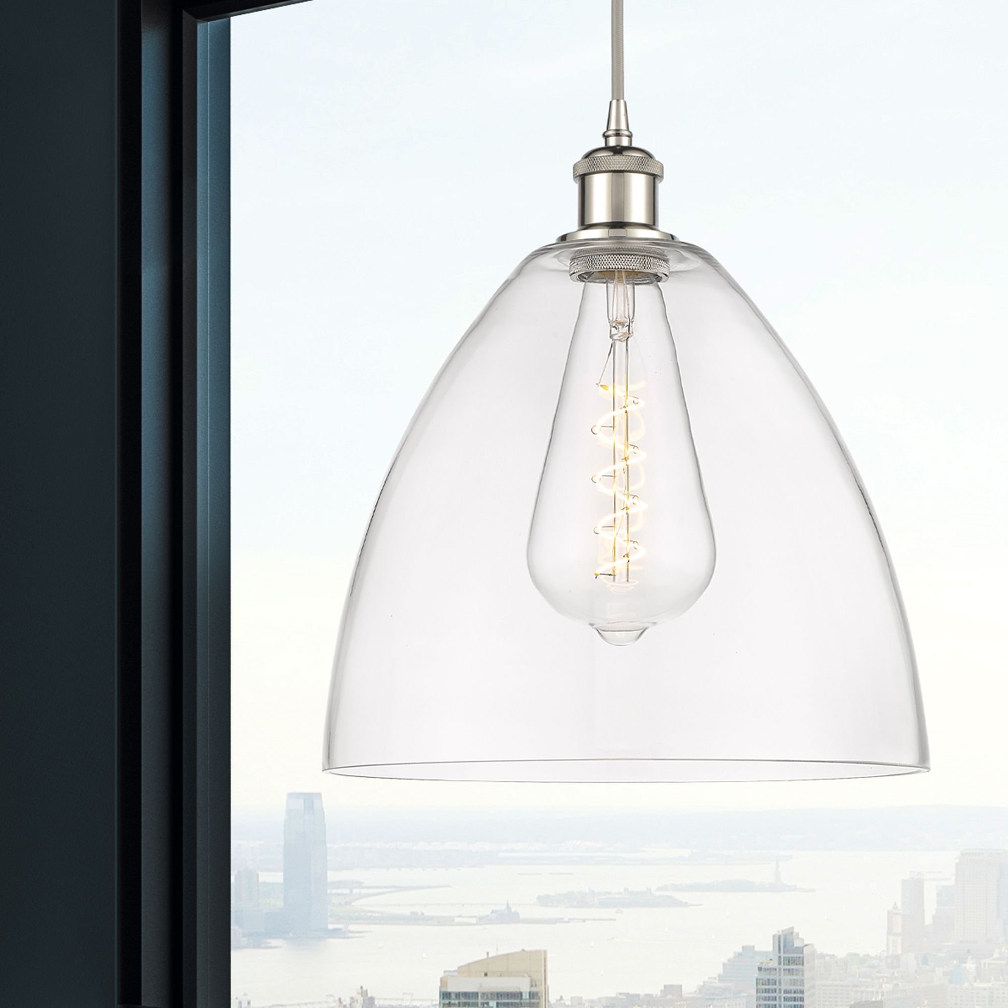 Image 2 Ballston Bristol Glass 12" LED Mini Pendant - Polished Nickel - Clear  more views