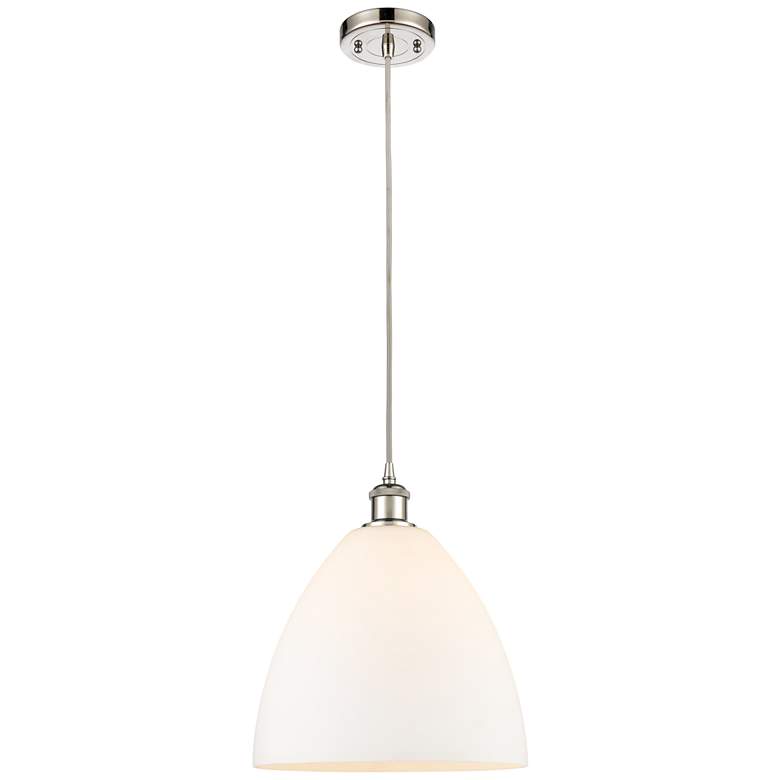 Image 1 Ballston Bristol Glass 12" LED Mini Pendant - Polished Nickel - Matte
