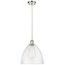 Ballston Bristol Glass 12" LED Mini Pendant - Polished Nickel - Seedy