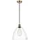 Ballston Bristol Glass 12" Mini Pendant - Antique Brass - Clear Shade