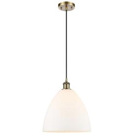 Ballston Bristol Glass 12" Mini Pendant - Antique Brass - Matte White Ballston Bristol Glass 12" Mini Pendant - Antique Brass - Matte White