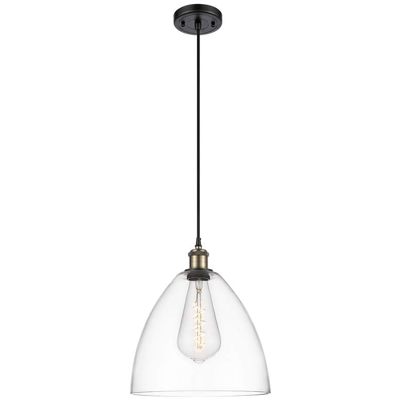 Image 1 Ballston Bristol Glass 12" Mini Pendant - Black Antique Brass - Clear