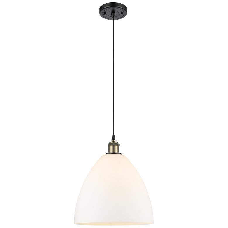 Image 1 Ballston Bristol Glass 12" Mini Pendant - Black Antique Brass - Matte