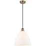 Ballston Bristol Glass 12" Mini Pendant - Brushed Brass - Matte White