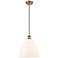 Ballston Bristol Glass 12" Mini Pendant - Brushed Brass - Matte White