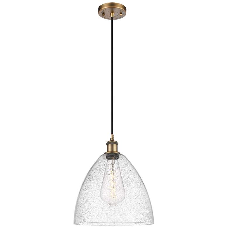 Image 1 Ballston Bristol Glass 12" Mini Pendant - Brushed Brass - Seedy Shade