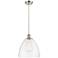 Ballston Bristol Glass 12" Mini Pendant - Brushed Satin Nickel - Clear