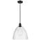 Ballston Bristol Glass 12" Mini Pendant - Matte Black - Seedy Shade