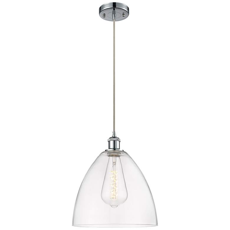 Image 1 Ballston Bristol Glass 12" Mini Pendant - Polished Chrome - Clear Shad