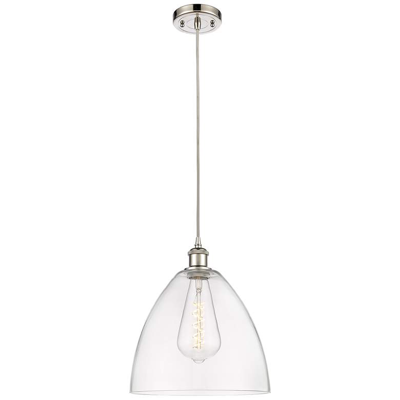 Image 1 Ballston Bristol Glass 12" Mini Pendant - Polished Nickel - Clear Shad
